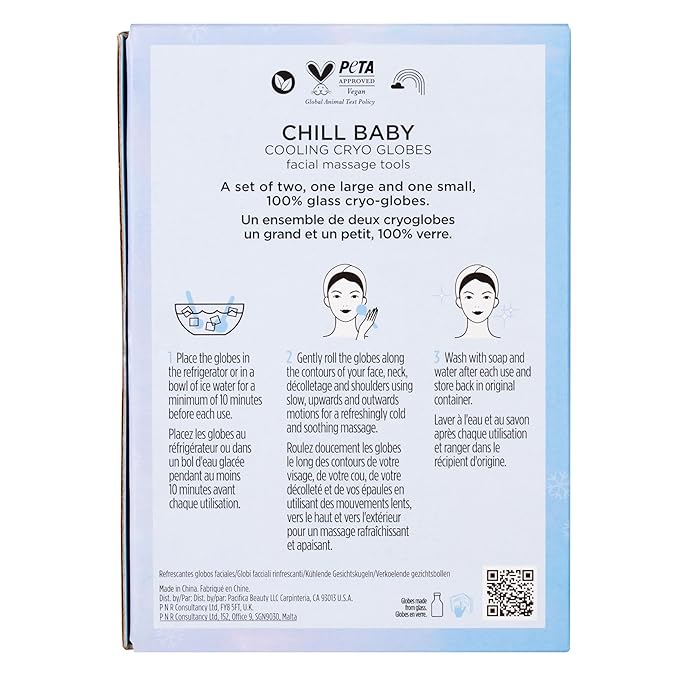Pacifica Ice Roller Cryo Globes – Cooling Glass Facial Massager for Face, Eyes & Neck – Cold Therapy Beauty Tool for Puffy Eyes, Dark Circles, Redness, Wrinkles – Skin Care Gift for Women & Men-GlimoraGlow