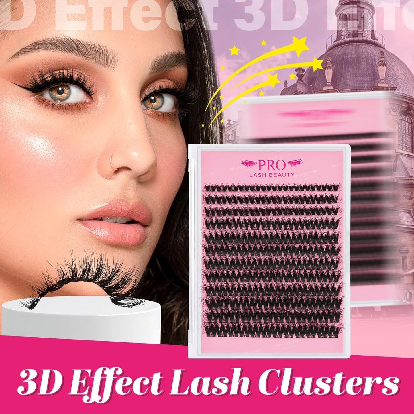 PRO LASHBEAUTY Lash Clusters, Eyelash Clusters 8-18 Mixed Cluster Eyelash Extensions Mixed Lash Extension Reusable Soft & Comfortable (Sunrise,8-16mix)-GlimoraGlow