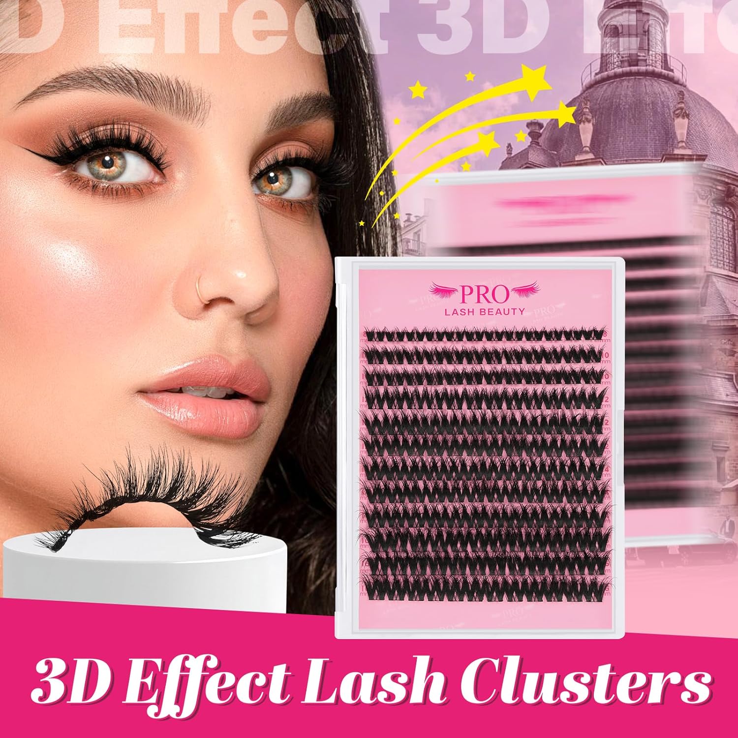 PRO LASHBEAUTY Lash Clusters, Eyelash Clusters 8-18 Mixed Cluster Eyelash Extensions Mixed Lash Extension Reusable Soft & Comfortable (Sunrise,8-16mix)-GlimoraGlow