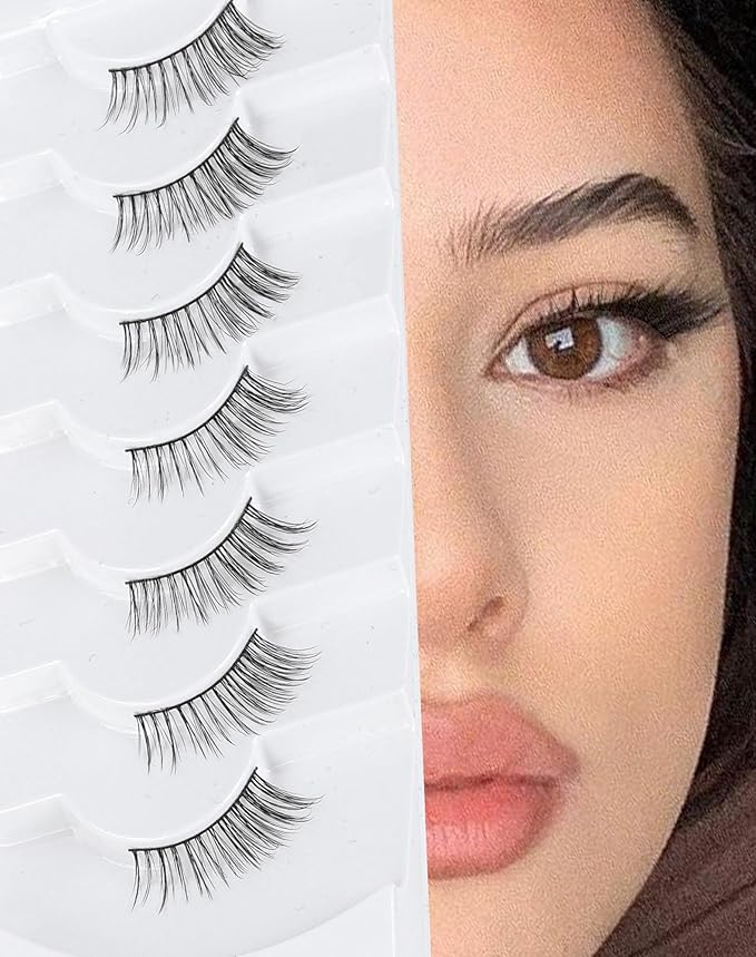 3/4 Lashes Half Natural Wispy Eyelashes Flared Corner Eyelashes False CatEye Lash Half Small Eyelash 7 Pairs D47-GlimoraGlow