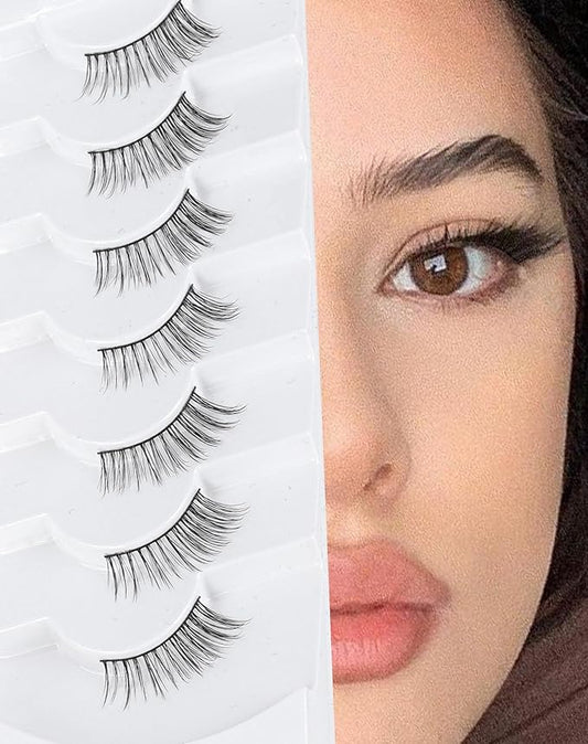 3/4 Lashes Half Natural Wispy Eyelashes Flared Corner Eyelashes False CatEye Lash Half Small Eyelash 7 Pairs D47-GlimoraGlow