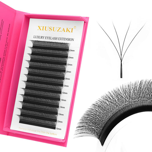 W Lash Extensions Supplies 4D Eyelash Extensions W Shape 0.07mm Thickness C Curl 11mm Premade Fans Easy Fan Lashes Volume Matte Black 12 Rows Crisscross Eye Lashes(W-4D-0.07-C,11mm)-GlimoraGlow