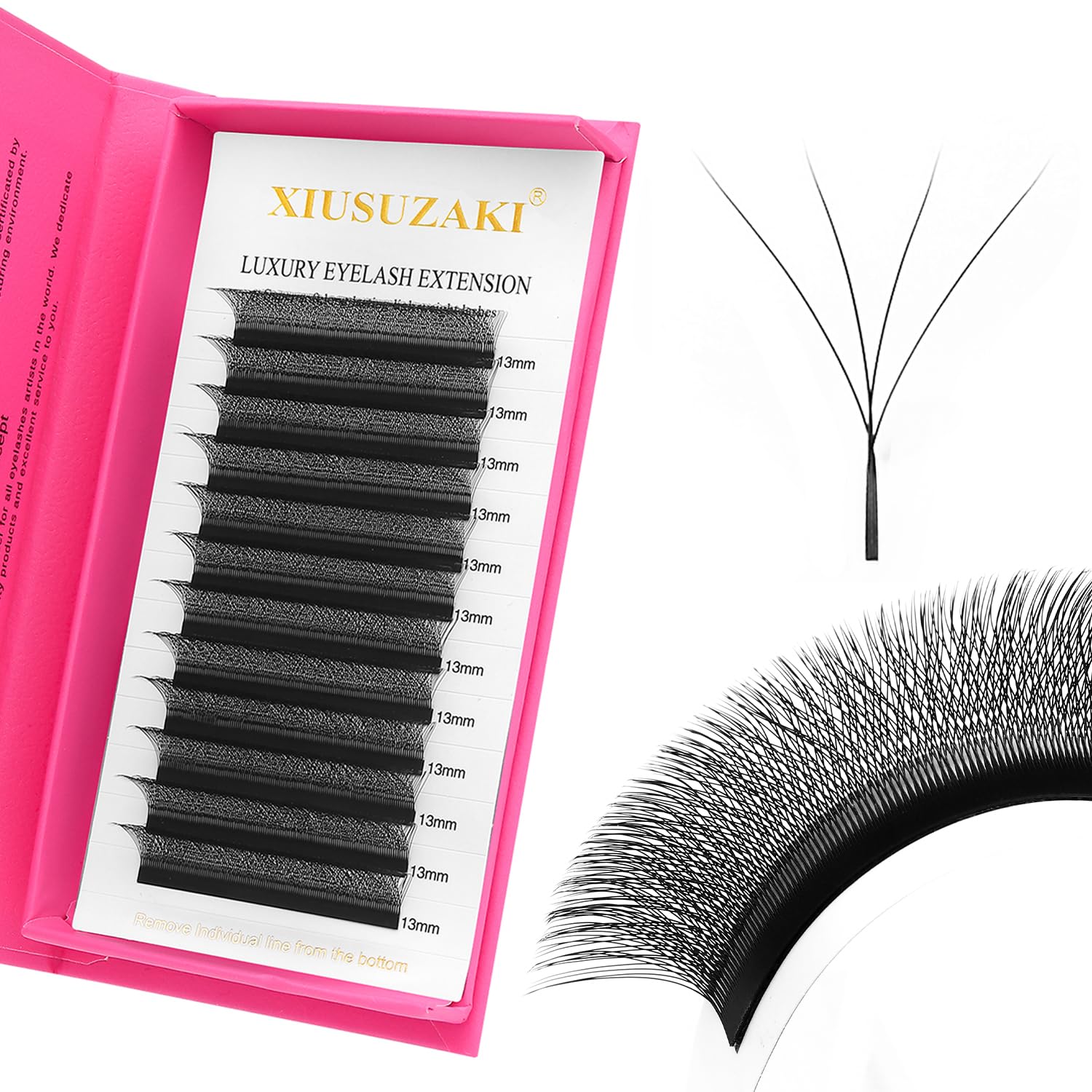YY Lash Extensions Supplies Y Eyelash Extensions 0.07mm Thickness D Curl 14mm Premade Fans 4D Russian Volume Matte Black 12 Rows Crisscross Eye Lashes(YY-0.07-D,14mm)-GlimoraGlow