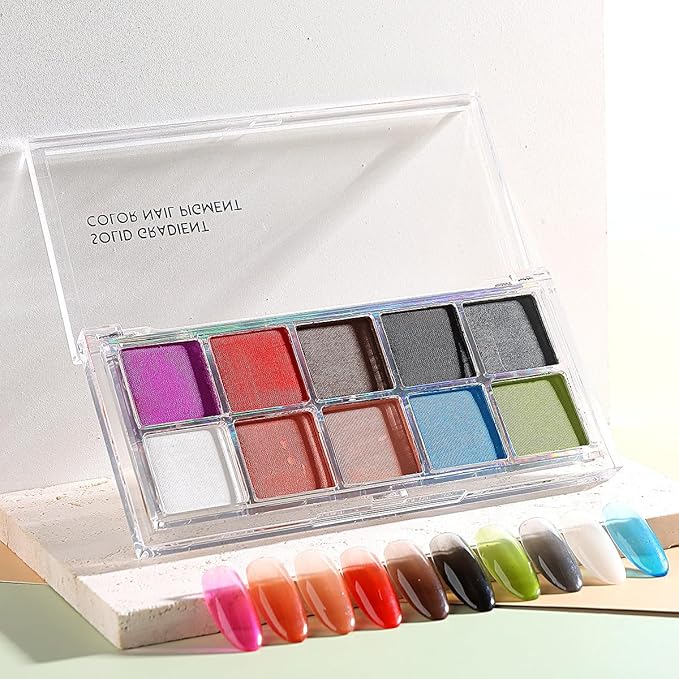 10 Colors Solid Neon Phosphor Nail Powder Set Fluorescent Gradient Iridescent Pigment Powder Glitter Dust Kit for Gel Polish Nail Art Decorations-GlimoraGlow