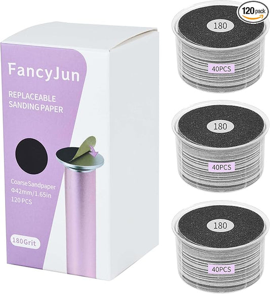 120PCS Fine 180 Grit Replaceable Sandpaper Discs for Electric Foot Callus Removers - 42mm Ultra-Soft Foot File Refills - Gentle Polishing & Baby-Smooth Finish-GlimoraGlow