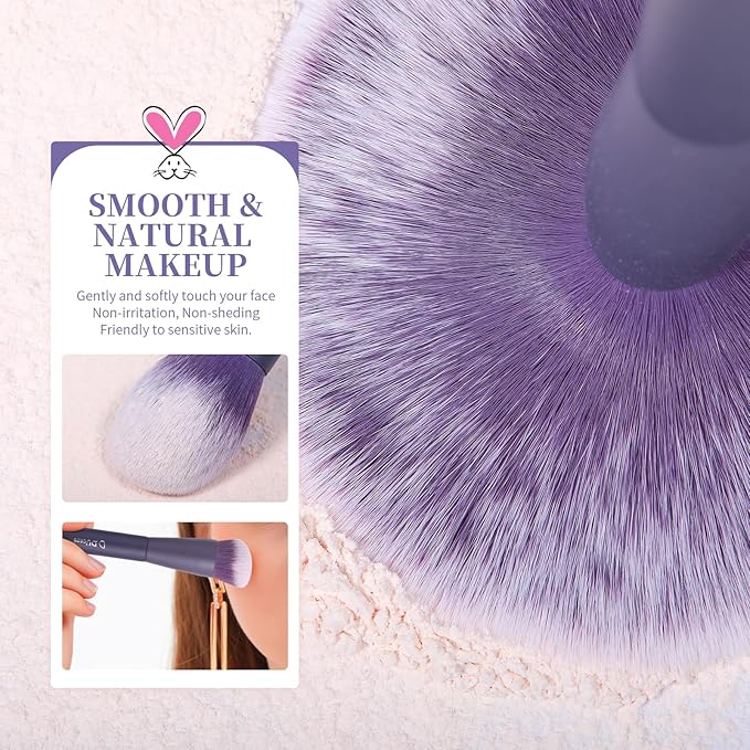 DUcare Makeup Brushes Set Professional 20pcs Vegan Make Up Brushes, Foundation Eyeshadow Concealer Contour Powder Blush Blending Eyeliner Brush with Silicone Face Mask Brush Purple-GlimoraGlow