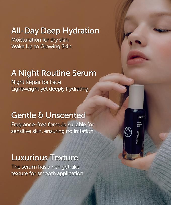 SERUMKIND Chaga Mushroom Serum for Korean Face Skincare - Beta Glucan Extract - Nourishing & Hydrating - Provides Deep Hydration for Extremely Dry Skin - Vegan & Cruelty-Free – 1.01 fl.oz.-GlimoraGlow