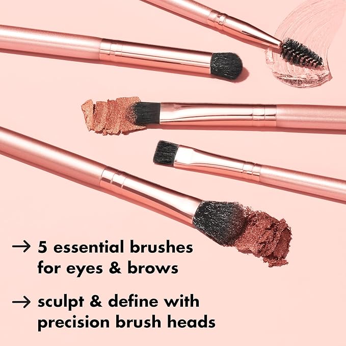 e.l.f. Ultimate Eyes 5 Piece Brush Collection, Makeup Brushes For Eyeliner, Eyeshadow, Brows & more, Vegan & Cruelty-Free-GlimoraGlow