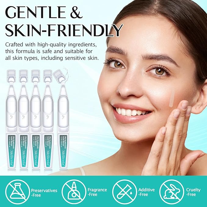 Hyaluronic Acid Serum for Face, 3% Hyaluronic Acid Serum Ultra-Hydrating Tube, Anti Aging Single-Use Vials Skincare for Dry Skin, Smoother Skin, Deep Moisturizing, Pre-Makeup Skincare - 1 Box of 30-GlimoraGlow