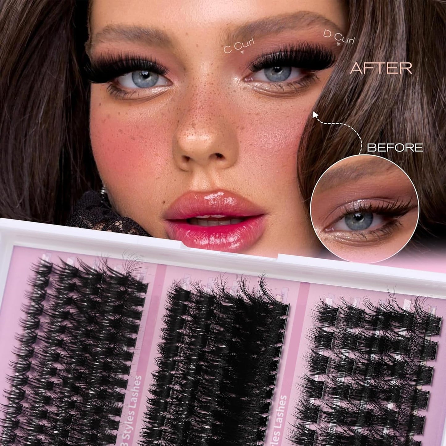 Volume Lashes Clusters Lash Kit Gift Packs 770Pcs with 2X Bond&Seal 5 style Mixed C-Curl False Eyelashes Extensions Faux Mink Individual Lash Wholesale Pack DIY Individual Fake Eyelashes Box-GlimoraGlow