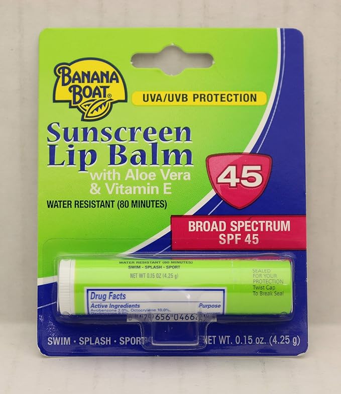 Banana Boat Spf#45 Lip Balm Sunscreen 0.15 Ounce (12 Pieces) Strip (4ml)-GlimoraGlow
