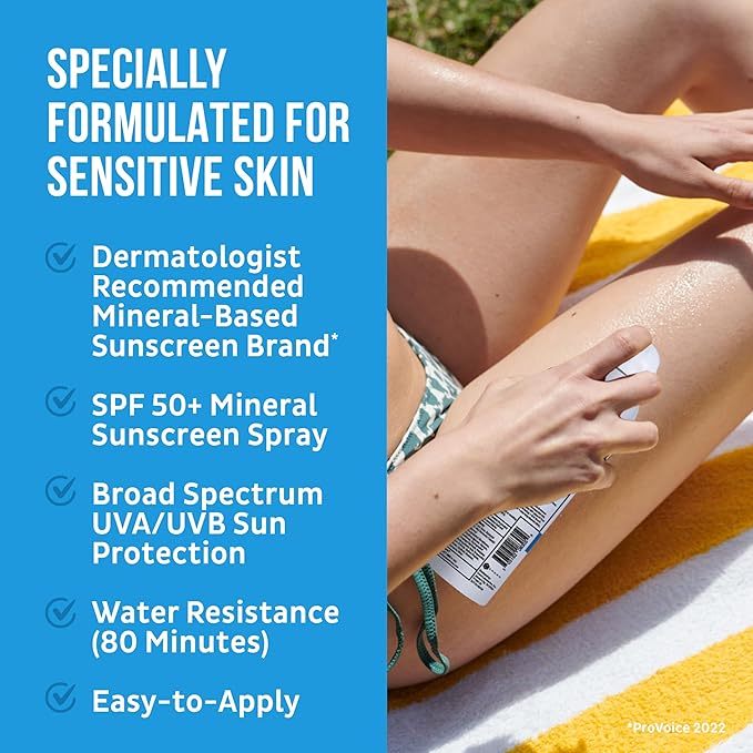 Blue Lizard Sensitive Mineral Sunscreen Spray SPF 50+, Dermatologist-Recommended Brand, Broad-Spectrum UVA/UVB Protection, Water-Resistant, Zinc Oxide Formula, 5 fl oz (Pack of 2)-GlimoraGlow