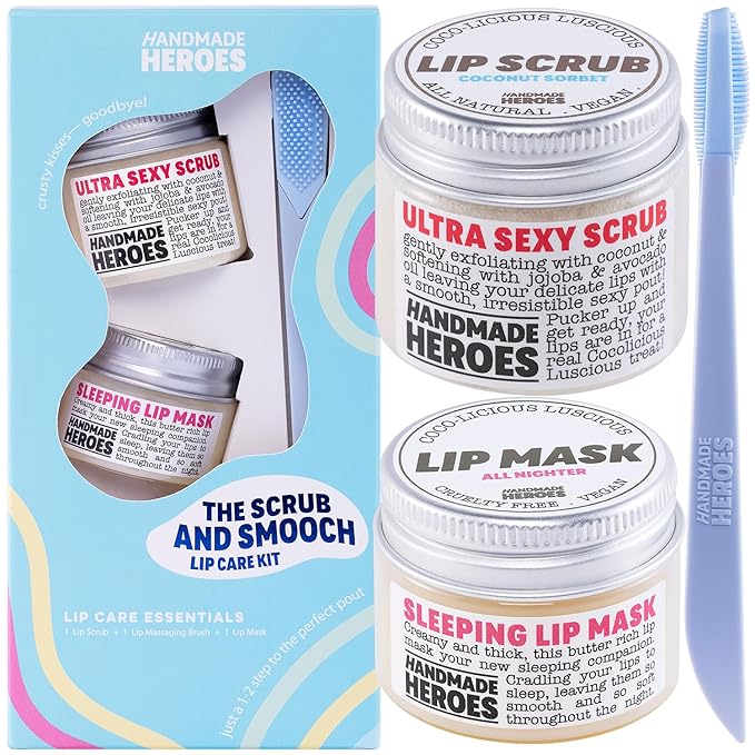 100% Natural Lip Scrub, Vegan Conditioning Coconut Lip Exfoliator - Gentle Exfoliant, Sugar Lip Polish and Lip Exfoliator Scrubber for Chapped and Dry Lips (Original 3pc Set)-GlimoraGlow