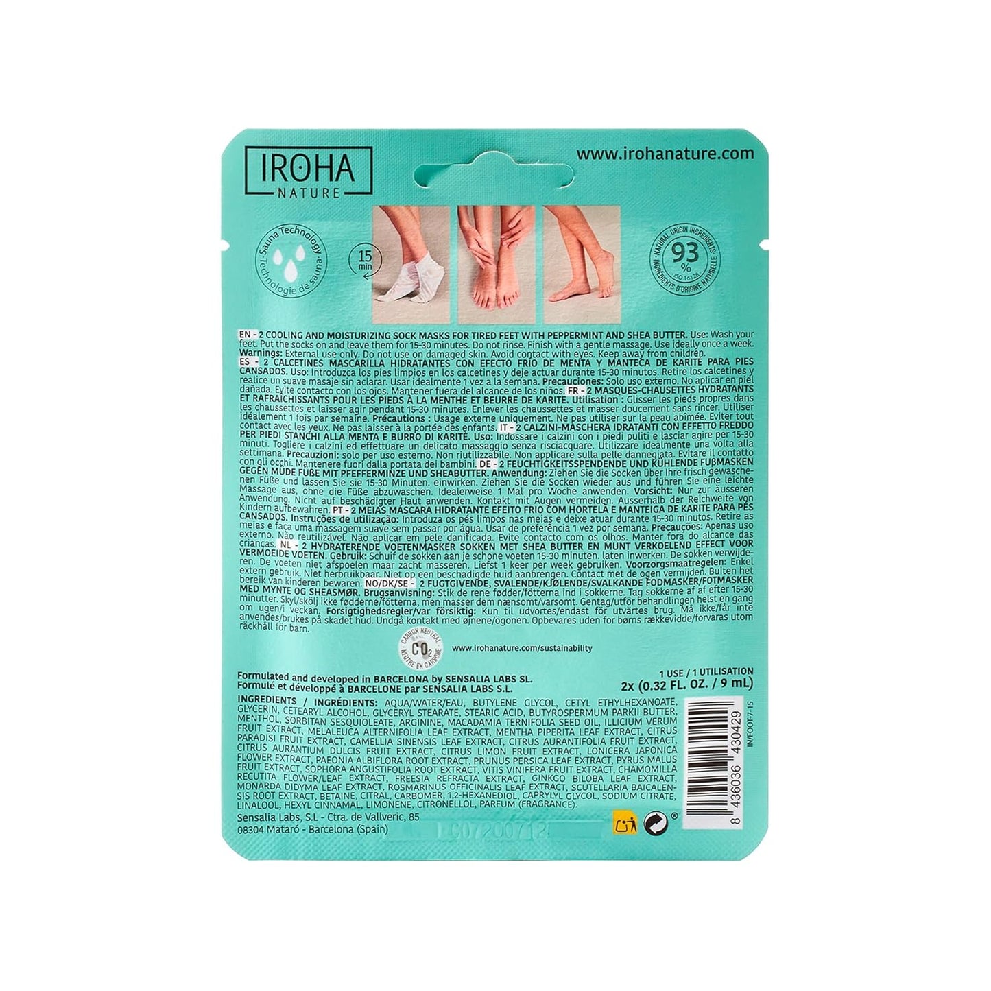 IROHA NATURE Relaxing Foot Mask Socks | 4 Pairs | Peppermint & Shea Butter | Intensive Treatment for Tired Feet | Cooling Effect | Natural & 100% Vegan | Moisturizing Foot Mask-GlimoraGlow