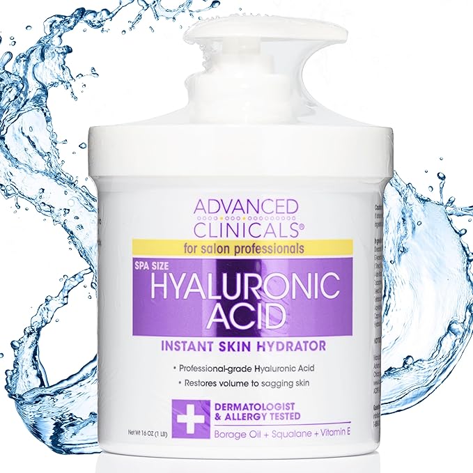 Advanced Clinicals Hyaluronic Acid Body Lotion & Face Moisturizer W/Vitamin E | Hydrating Firming Lotion Minimizes Look Of Wrinkles, Stretch Marks, & Crepey & Dry Skin | Skin Care Products, 16 Oz-GlimoraGlow