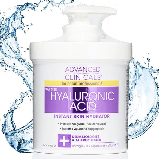 Advanced Clinicals Hyaluronic Acid Body Lotion & Face Moisturizer W/Vitamin E | Hydrating Firming Lotion Minimizes Look Of Wrinkles, Stretch Marks, & Crepey & Dry Skin | Skin Care Products, 16 Oz-GlimoraGlow