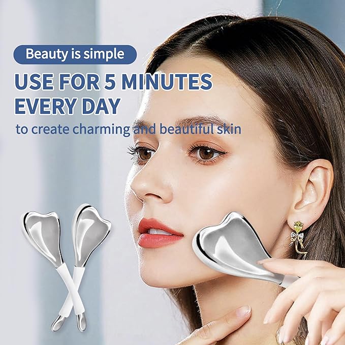 Ice Globes for Face & Eyes, Unbreakable Stainless Steel Cryo Massagers for Skincare Routines, Multifunctional Cold Roller Cooling Globes for Puffiness, Sagging Skin, Fine Lines, and Facial Relaxation-GlimoraGlow