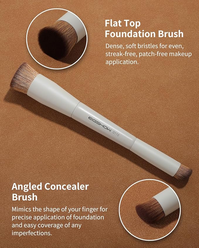 EIGSHOW Foundation and Concealer Brush, Dual Ended Makeup Brush For Flawless Foundation Coverage, Under Eye Concealer, Vegan & Cruelty-free (D110-Beige)-GlimoraGlow