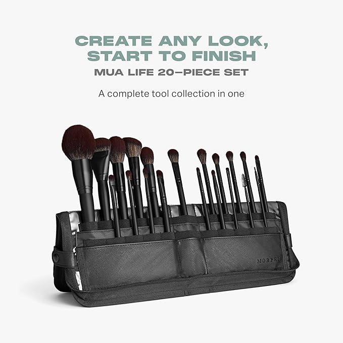 Morphe MUA Life Makeup Brushes - 20 Piece Makeup Brush Set of Eye and Face Brushes - Made with Synthetic Bristles and Includes Carrying Case (20 Count)-GlimoraGlow