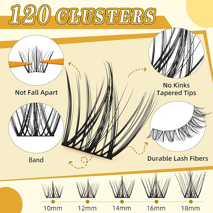 Eyelash Clusters 10-18mm Wispy Eyelash Clusters D Curl DIY Lash Extension Natural Lash Clusters Individual Lashes (LF02 Lashes Only)-GlimoraGlow