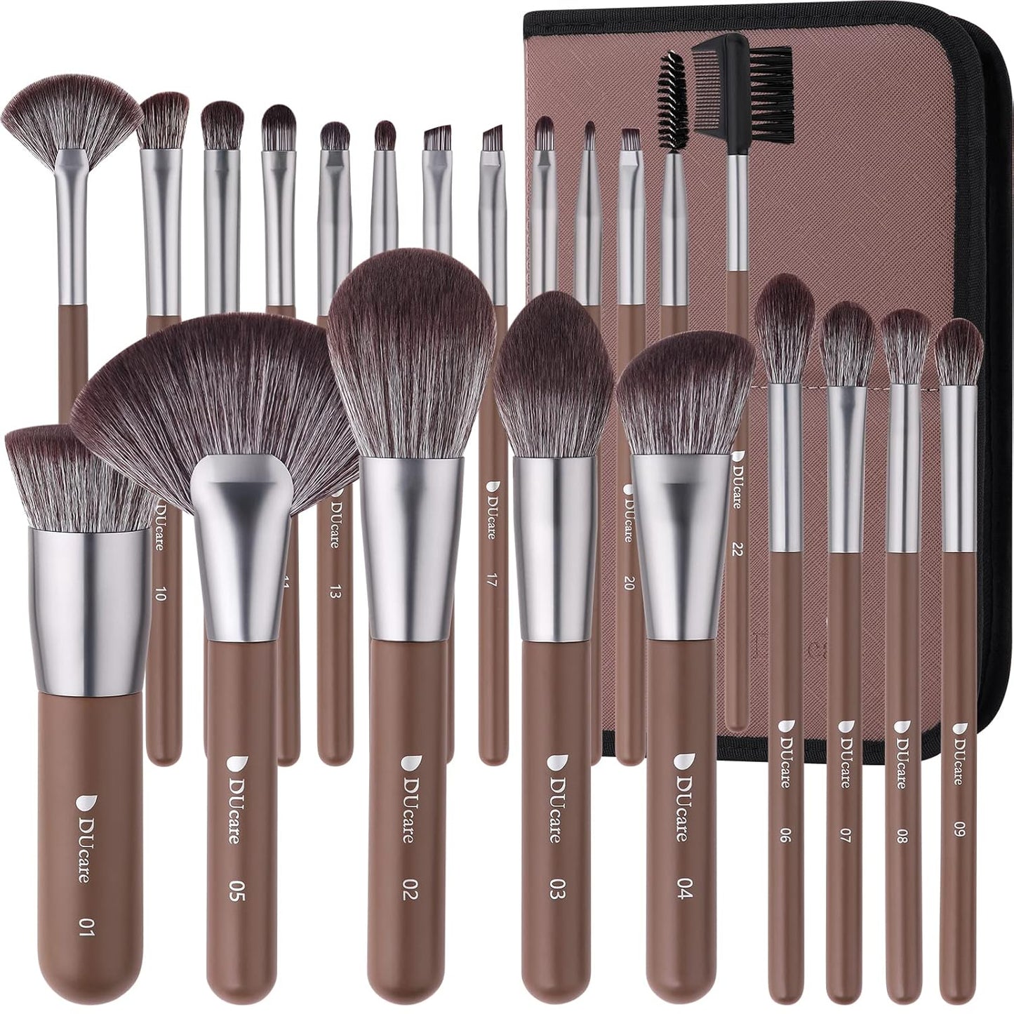 DUcare Makeup Brushes Professional with Bag 22Pcs Makeup Brush Set Premium Synthetic Kabuki Foundation Blending Brush Face Powder Blush Concealers Eye Shadows with Case-GlimoraGlow