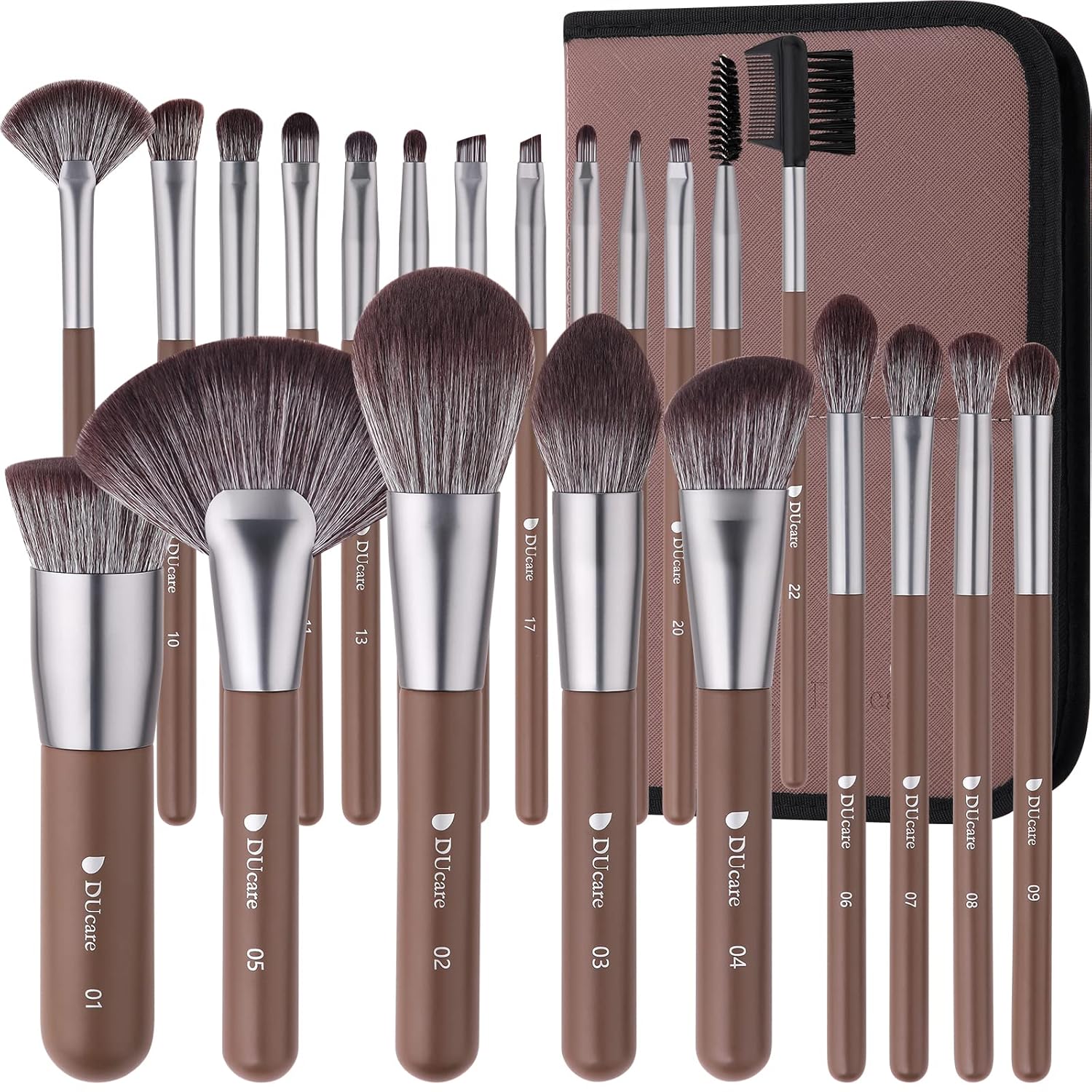 DUcare Makeup Brushes Professional with Bag 22Pcs Makeup Brush Set Premium Synthetic Kabuki Foundation Blending Brush Face Powder Blush Concealers Eye Shadows with Case-GlimoraGlow