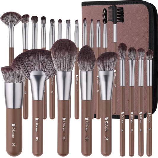 DUcare Makeup Brushes Professional with Bag 22Pcs Makeup Brush Set Premium Synthetic Kabuki Foundation Blending Brush Face Powder Blush Concealers Eye Shadows with Case-GlimoraGlow