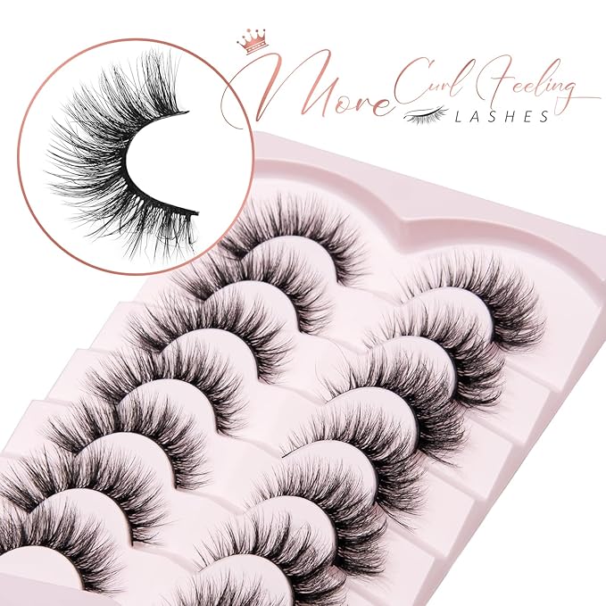 Onlyall Lashes Mink False Eyelashes Natural Wispy Lashes Soft Faux Mink Lashes Fluffy False Lashes 16MM A04-GlimoraGlow