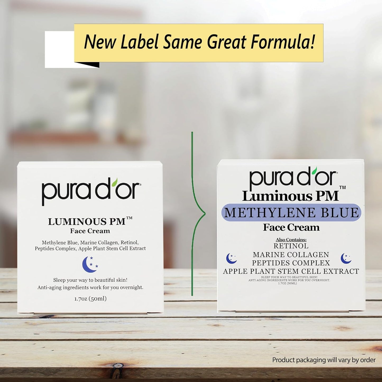 PURA D'OR 1.7 Oz Luminous PM Face Cream - Methylene Blue, Marine Collagen, Retinol, Peptides, Apple Stem Cell Extract - Anti-Aging Nighttime Moisturizer - Overnight Facial Treatment For Women & Men-GlimoraGlow