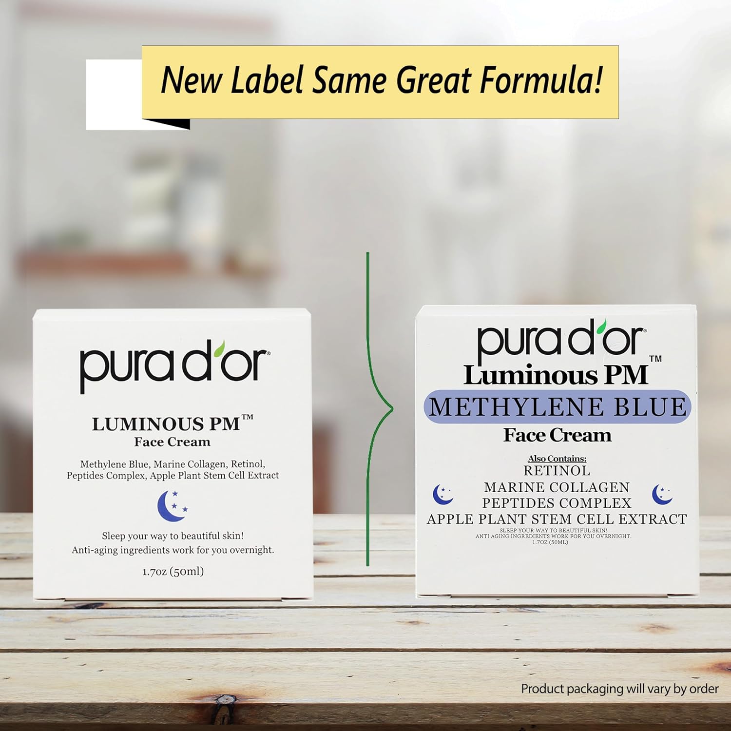 PURA D'OR 1.7 Oz Luminous PM Face Cream - Methylene Blue, Marine Collagen, Retinol, Peptides, Apple Stem Cell Extract - Anti-Aging Nighttime Moisturizer - Overnight Facial Treatment For Women & Men-GlimoraGlow