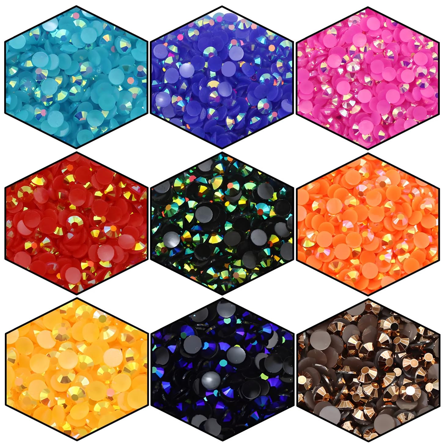 2250 Pcs SS16 4mm AB Flatback Rhinestones for Nails Art Crafts Glitter Round Shine Gems Crystals DIY Clothes Shoes （Black-Bottom Dark Green AB）-GlimoraGlow