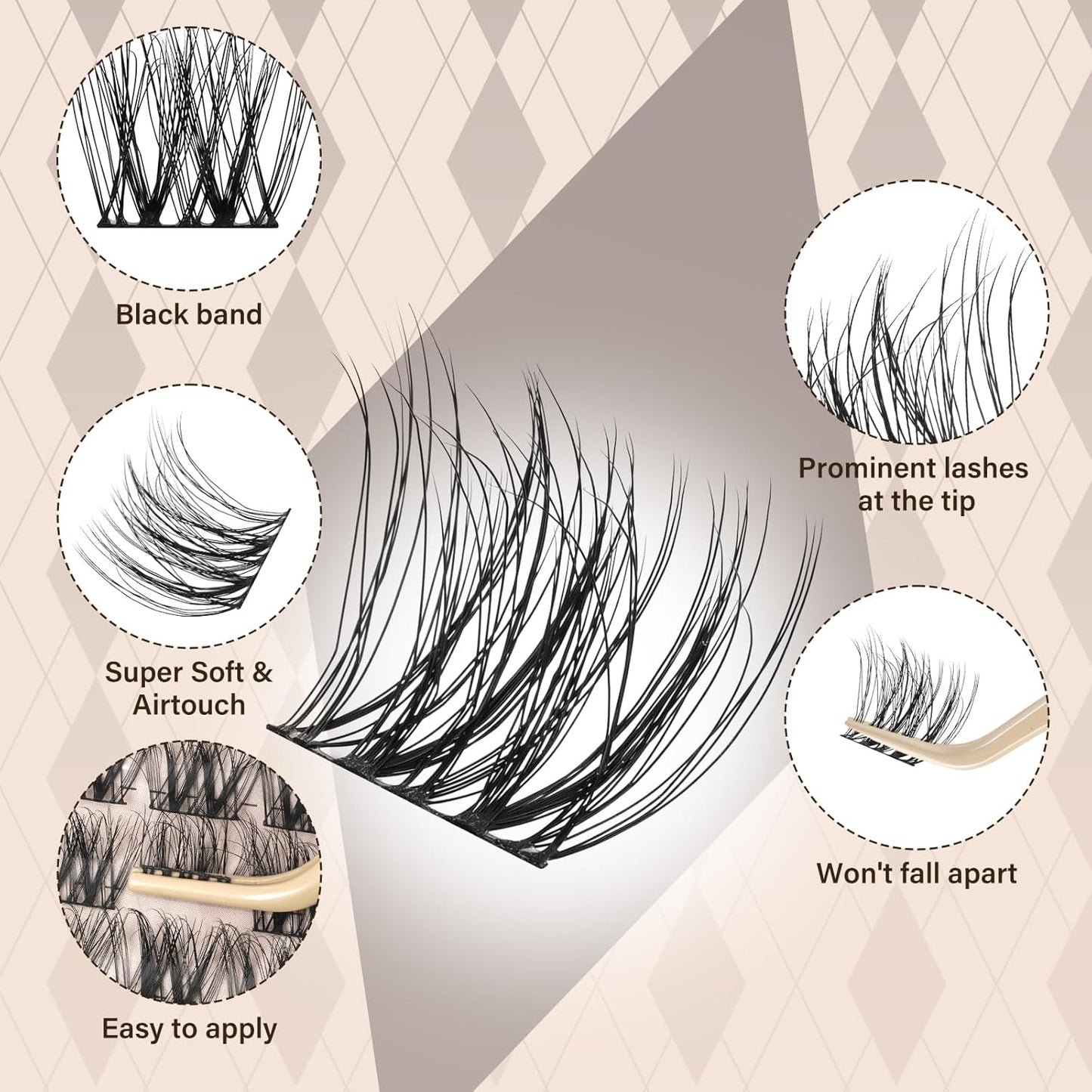 JMS&JMS Lash Clusters Kit Lash Extension Kit with Lash Bond and Seal Eyelash Applictor Lash Remover Eyelash Brush Lash Extension Kit for Beginner (3D BABY SOFIA-8-18mix)-GlimoraGlow