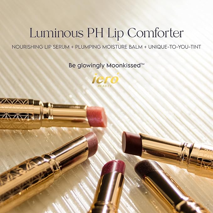 ieró Beauty Moonkissed Luminous PH Tinted Lip Balm w/Shea Butter & Vitamin E, Lip Care Moisturizer, Lip Plumper for Soft & Supple Lips, Paraben Free, Vegan, Sheer Rose w/Golden-Pink Shimmer-GlimoraGlow