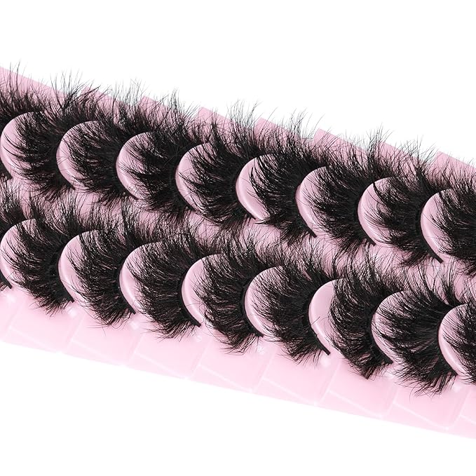 Mink Lashes 8D Volume Dramatic False Eyelashes Soft 20 mm 10 Pairs Pack Wispy FANXITON Faux Mink Eye Lashes-GlimoraGlow