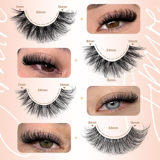 JIMIRE False Eyelashes 4 Styles Mixed Demi Wispies Cat Eye Lashes Mink Lashes Fluffy D Curl Russian Strip Lashes Natural Look Fake Lashes Pestañas 20 Pairs Pack-GlimoraGlow