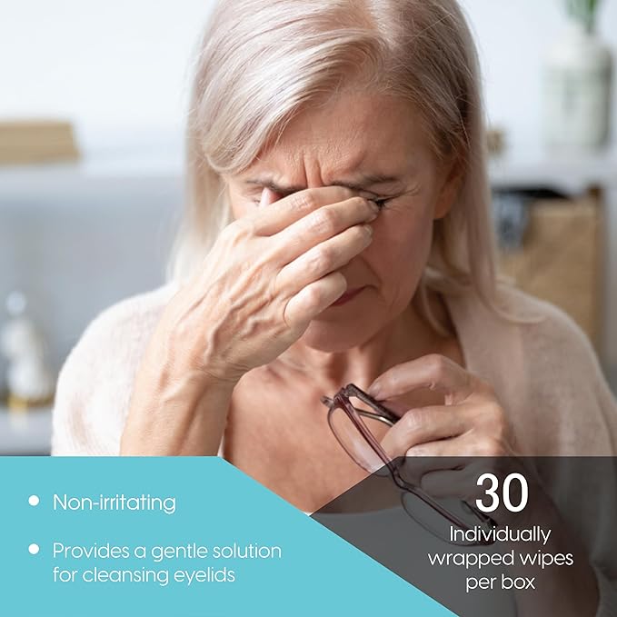 Clear C Eyelid Wipes Pre-Moistened for Dry Eyes – Rinse Free Eye Lid Cleaning Wipes – Individually Wrapped Travel Eye Wipes, 1 Box of 30-GlimoraGlow