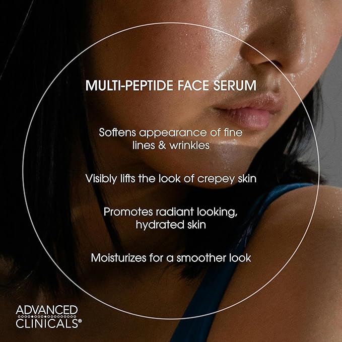 Advanced Clinicals Multi Peptides Serum For Face | Visible Anti Aging Hydrating Collagen Peptide Facial Serum With Vitamin E Helps Improve Look Of Wrinkles, Puffiness, & Uneven Skin Tone, 2-Pack-GlimoraGlow