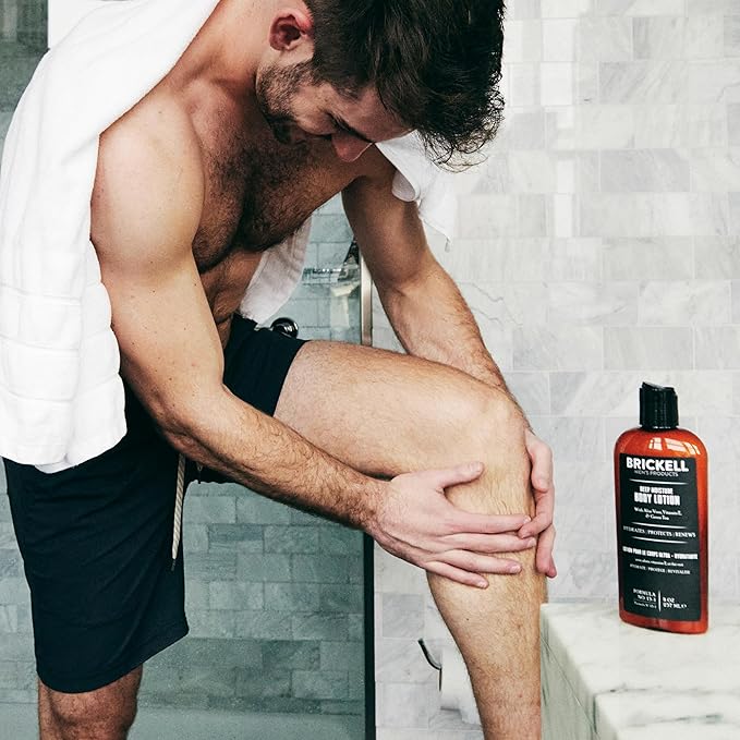 Brickell Men's Deep Moisture Body Lotion for Men, Natural and Organic Protects and Hydrates Dry Skin, 8 Ounce, Unscented-GlimoraGlow