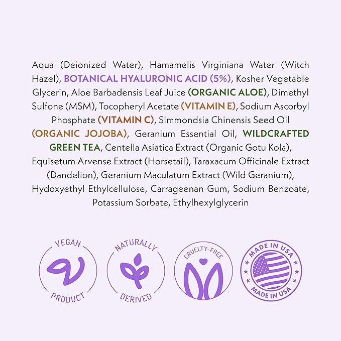 Eve Hansen Hydrating Hyaluronic Acid Serum for Face with Vitamin C, Vitamin E, Green Tea | 72% Organic Firming Facial Moisturizer, Anti-Wrinkle, Skin Plumper (1 oz)-GlimoraGlow