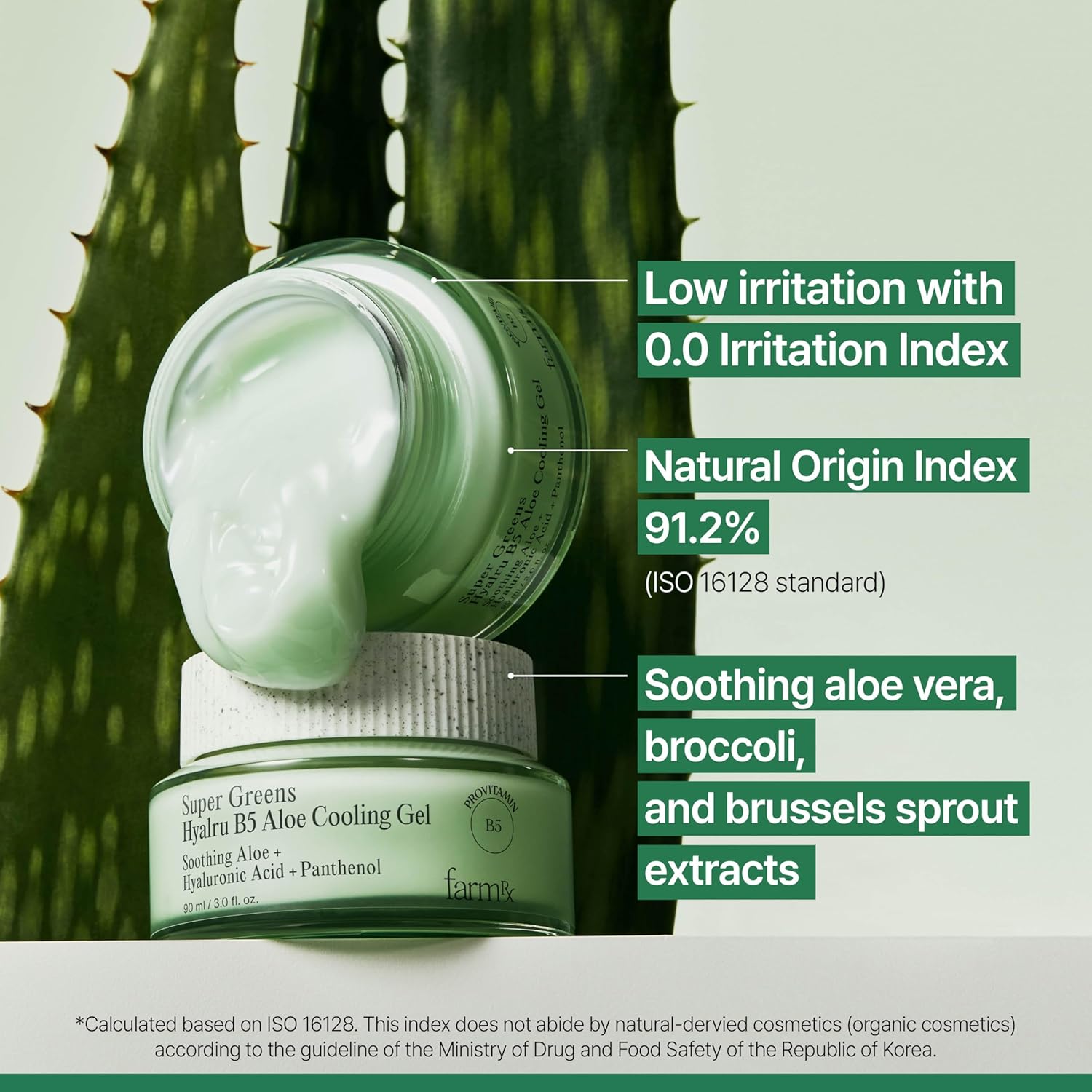 Farm Rx Super Greens Hyalru B5 Aloe Cooling Gel Cream (3fl oz) - Ultra-Lightweight Moisturizer, Plumping Hydration. Korean Skin Care. Hyaluronic Acid, Panthenol, Vegan.-GlimoraGlow