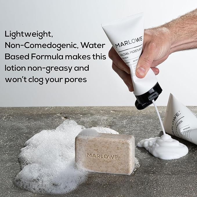 MARLOWE. Skin Care Set, No. 122 Facial Scrub 6 oz & No. 123 Facial Moisturizer 6 oz with Natural Extracts & Antioxidants, Cleanses, Exfoliates, Hydrates & Soothes-GlimoraGlow