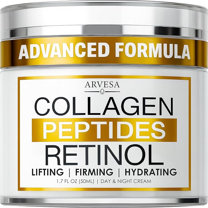 Retinol Cream for Face with Collagen, Peptides - Anti Aging Wrinkle Cream for Women and Men - Day-Night Facial Moisturizer with Hyaluronic Acid - Tightening and Skin Firming - Neck & Décolleté-GlimoraGlow