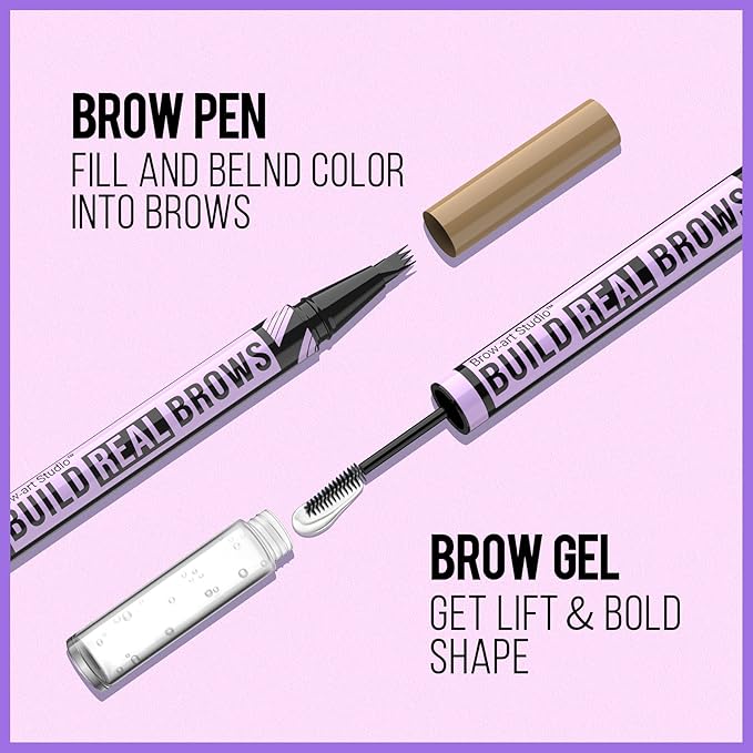 iMethod Eyebrow Pen and Eyebrow Gel - Eyebrow Pencils for Women with 4-Fork-Tip & Brow Gel Clear, Magical 2-in-1 Dual-Ended Brow Pen for Fuller-Looking Defined Brows, Stay All Day, Black-GlimoraGlow