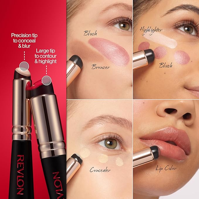 Revlon Dual Ended Jelly Makeup Blender Tool, Silicone Makeup Applicator for Blush, Bronzer, Concealer, Contour, Eyes, and Lips, 1 count-GlimoraGlow