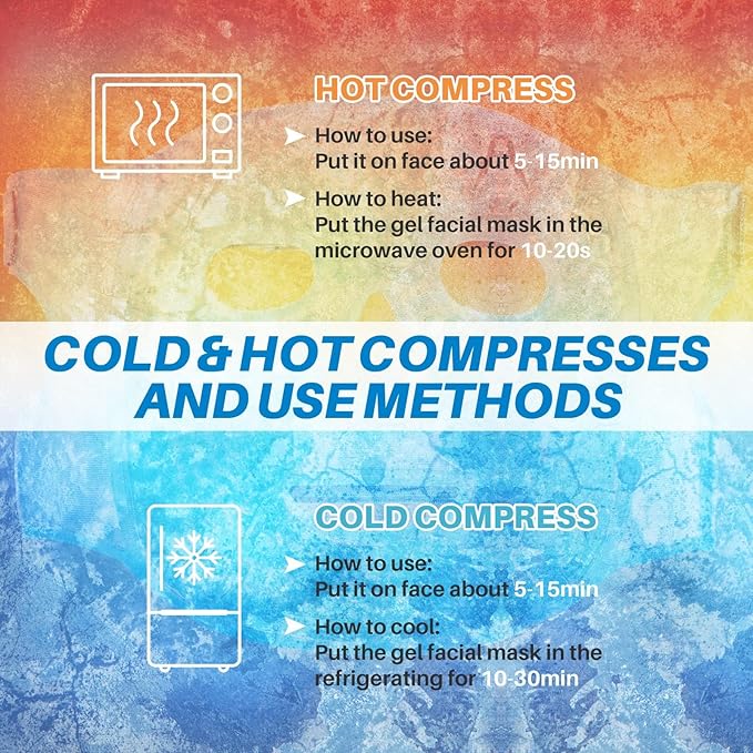 Ice Pack Cold Face Eye Masks Reduce Face Puff, Dark Circles, Reusable Cold Hot Gel Face Eye Mask, Suitable for Women Facial SPA, Ice Face Mask for Sleeping, Headaches (Blue)-GlimoraGlow