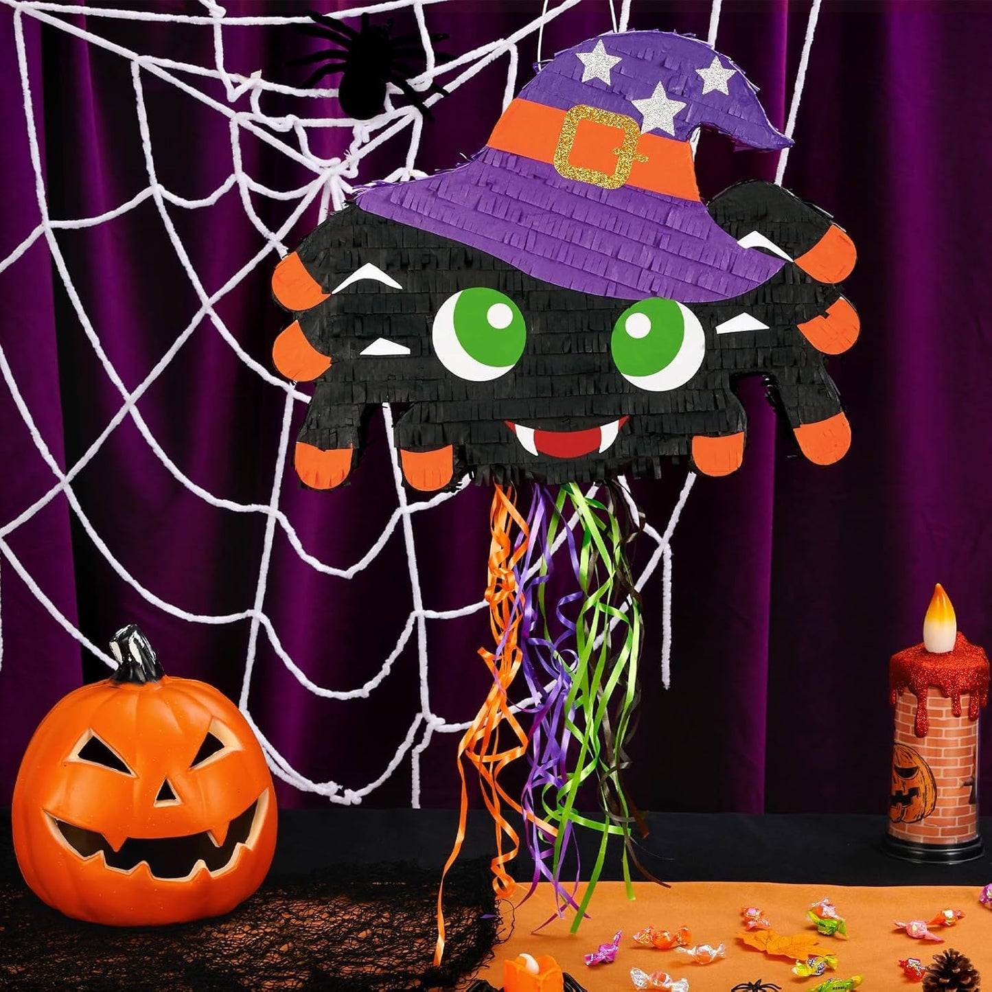 WERNNSAI Halloween Pinata - Halloween Party Game Decorations for Kids Birthday Theme Party Supply Baby Hallo-ween Costume Party Decoration with Bat Blindfold