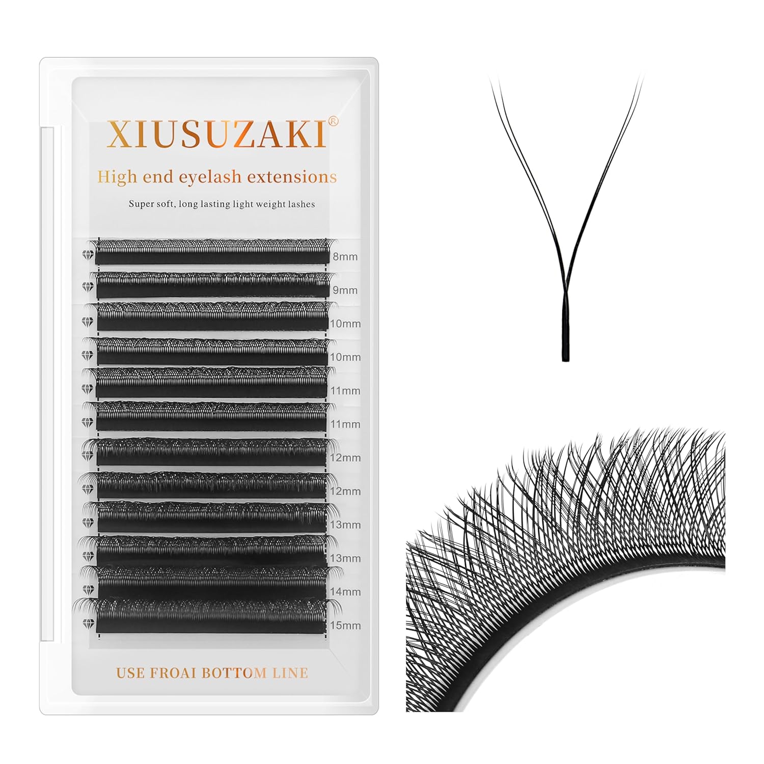 YY Lash Extensions Y Eyelash Extensions 0.07mm Thickness C Curl Mix 8-15mm Premade Fans 4D Individual Lashes Matte Black Volume Lashes 12 Rows Crisscross False Eyelashes(YY-0.07-C,8-15mm)-GlimoraGlow