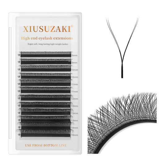 YY Lash Extensions Supplies Y Eyelash Extensions 0.07mm Thickness C Curl 14mm Premade Fans 4D Russian Volume Matte Black 12 Rows Crisscross Eye Lashes(YY-0.07-C,14mm)-GlimoraGlow