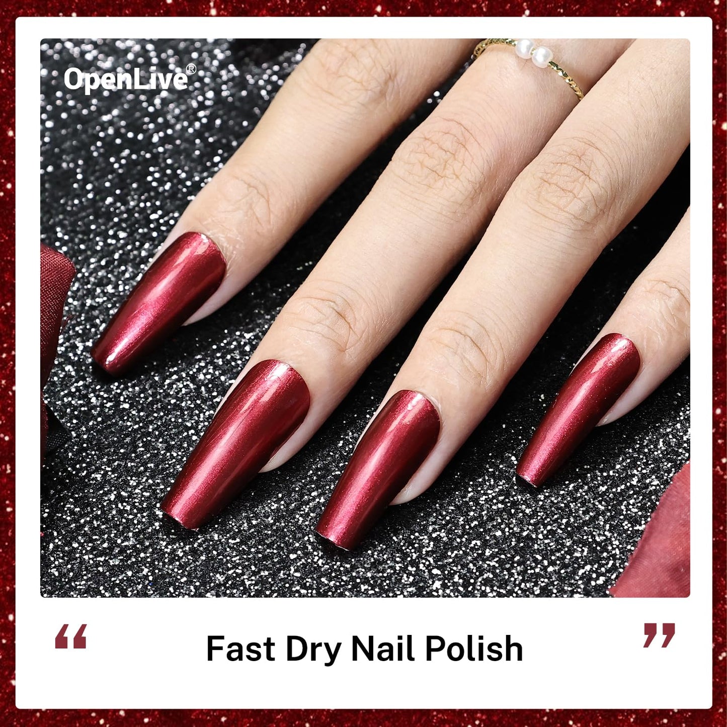 16.5ml Red Glitter Nail Polish Large Volume Quick Dry Nail Polish, Long Lasting Shine, Fingernail Toenail Nail Art DIY Home Travel Nail Art Gift-GlimoraGlow