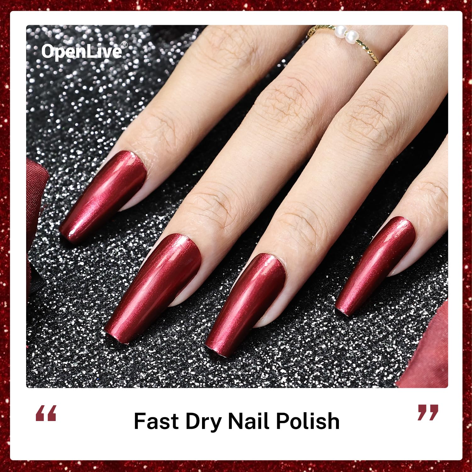 16.5ml Red Glitter Nail Polish Large Volume Quick Dry Nail Polish, Long Lasting Shine, Fingernail Toenail Nail Art DIY Home Travel Nail Art Gift-GlimoraGlow